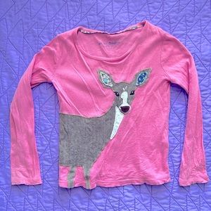 Mini Boden appliqué deer pink top
